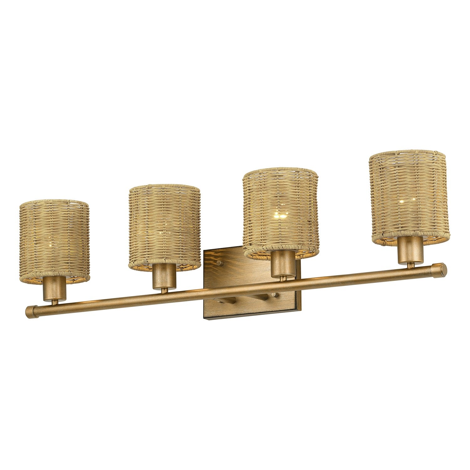 4 Light Antique Gold Leaf Large Vanity Sconce