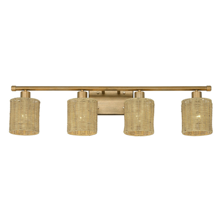 4 Light Antique Gold Leaf Large Vanity Sconce