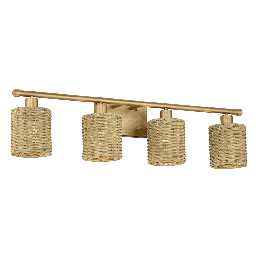 4 Light Antique Gold Leaf Large Vanity Sconce