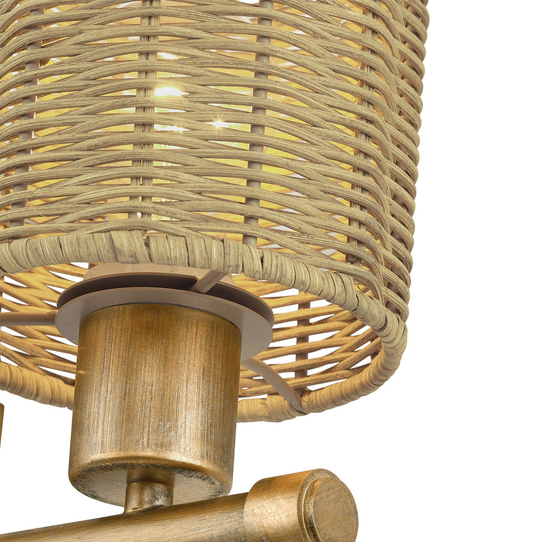 4 Light Antique Gold Leaf Large Vanity Sconce