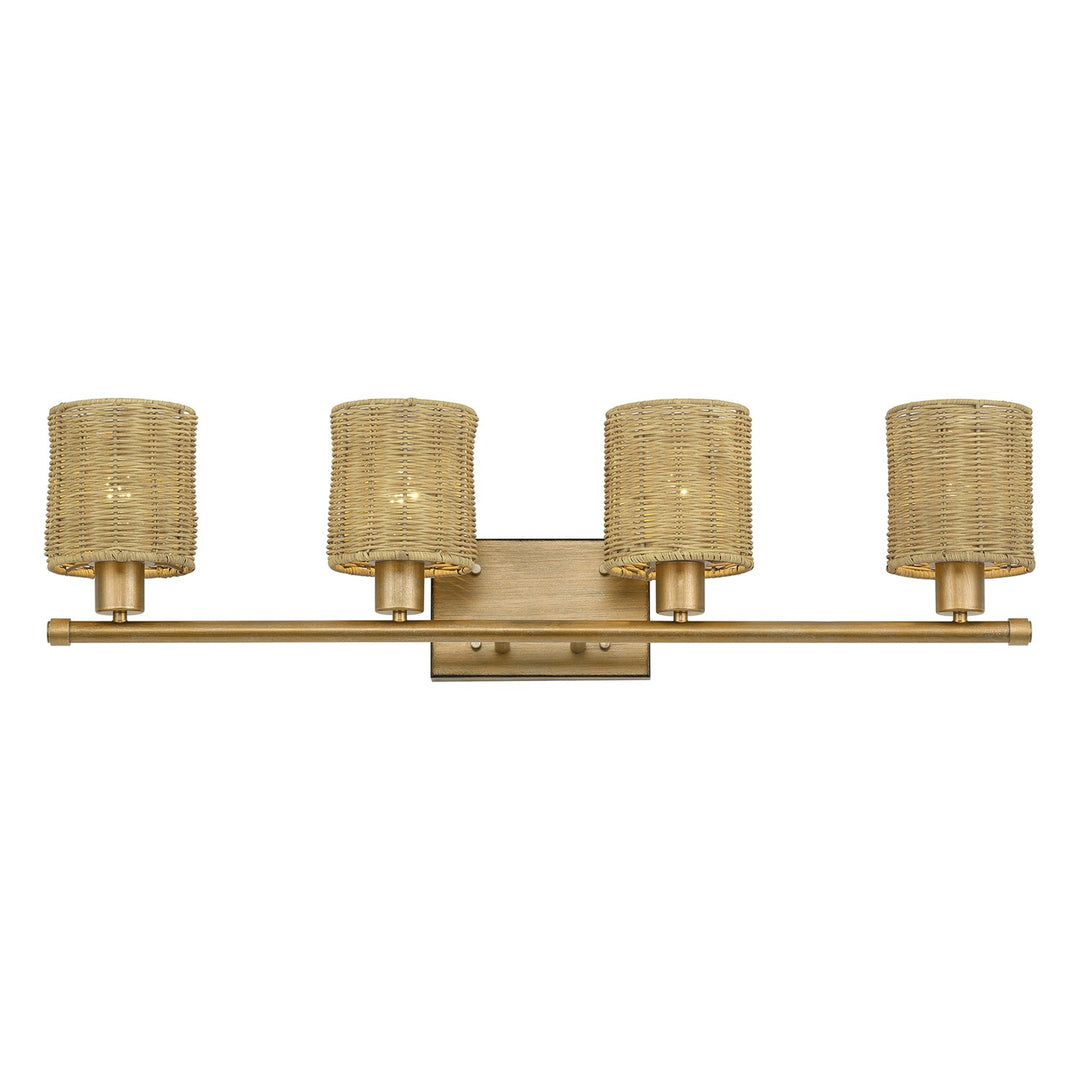 4 Light Antique Gold Leaf Large Vanity Sconce
