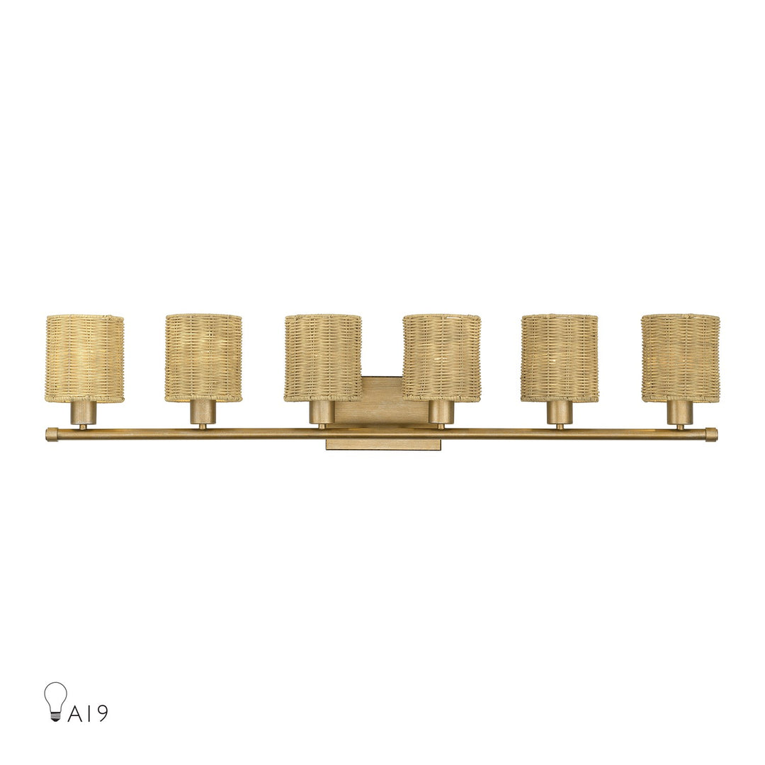 6 Light Antique Gold Leaf Extra Large Vanity Sconce by Livex Lighting