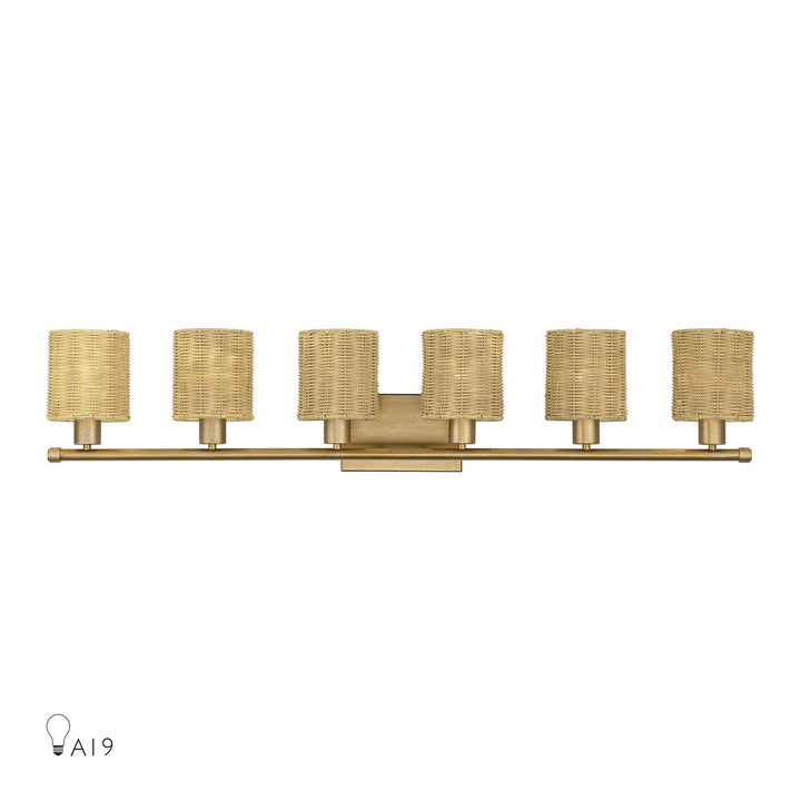 6 Light Antique Gold Leaf Extra Large Vanity Sconce by Livex Lighting