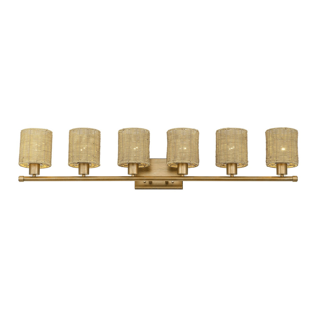6 Light Antique Gold Leaf Extra Large Vanity Sconce
