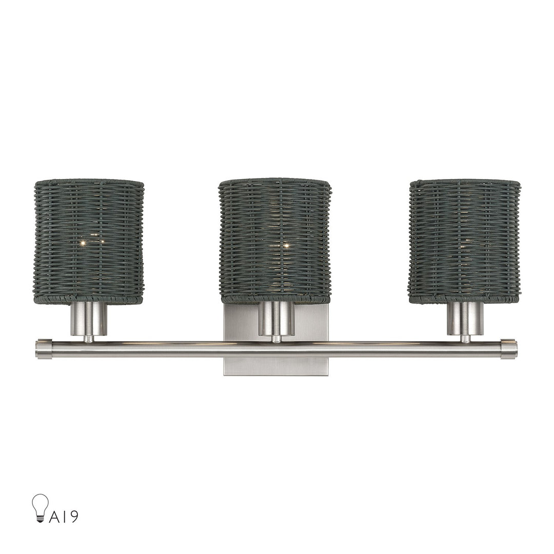 3 Light Brushed Nickel Vanity Sconce by Livex Lighting