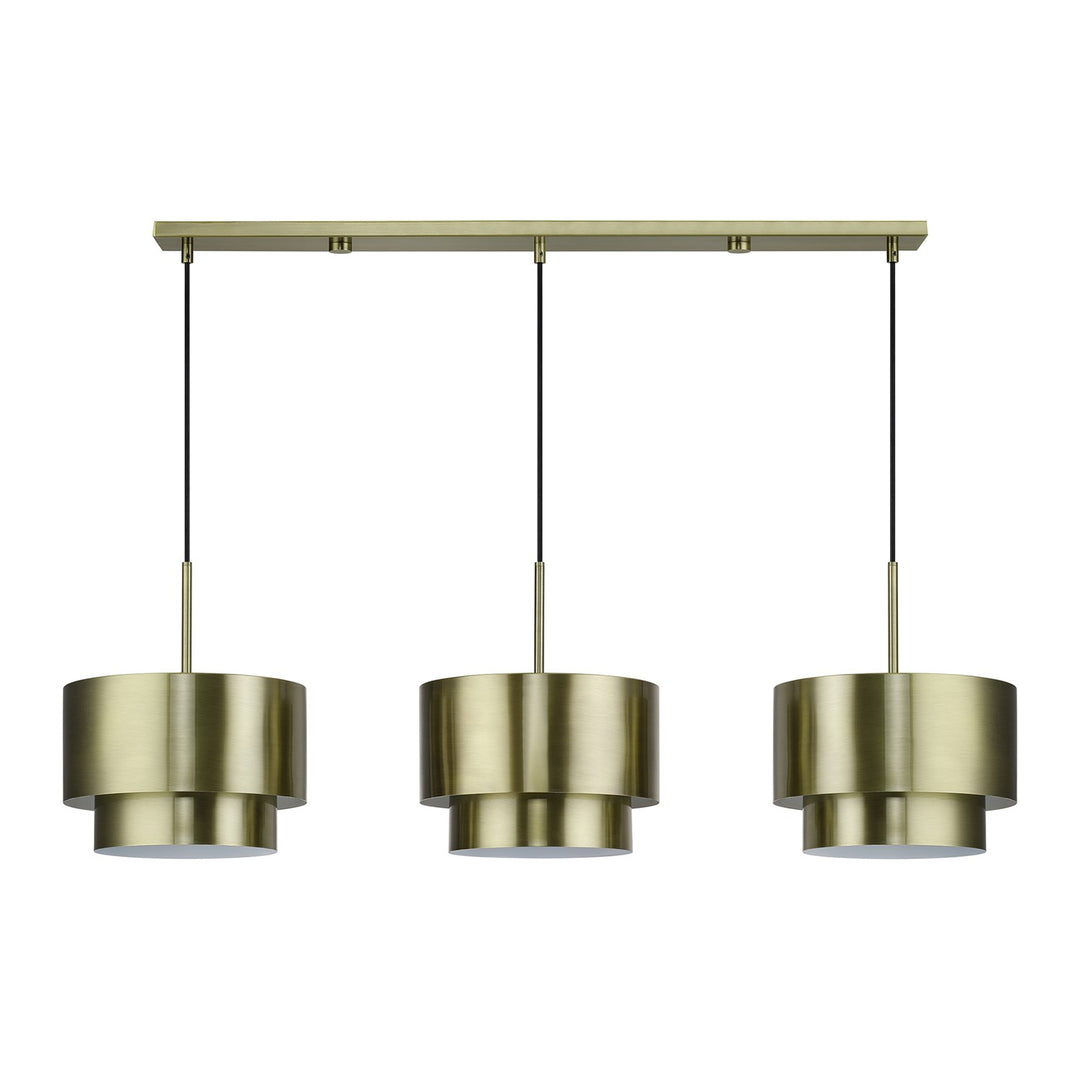 3 Light Antique Brass Extra Large Linear Chandelier