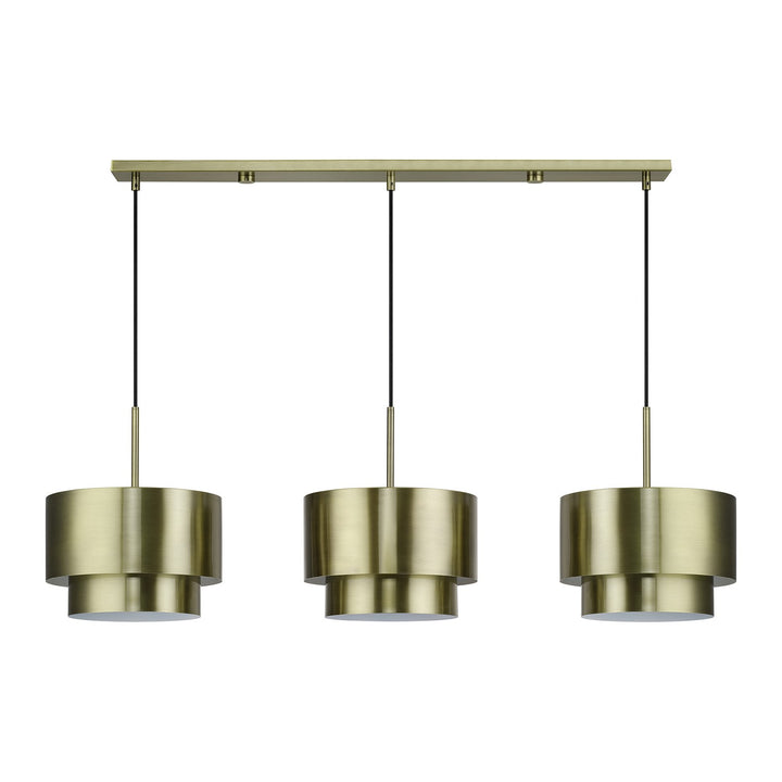 3 Light Antique Brass Extra Large Linear Chandelier