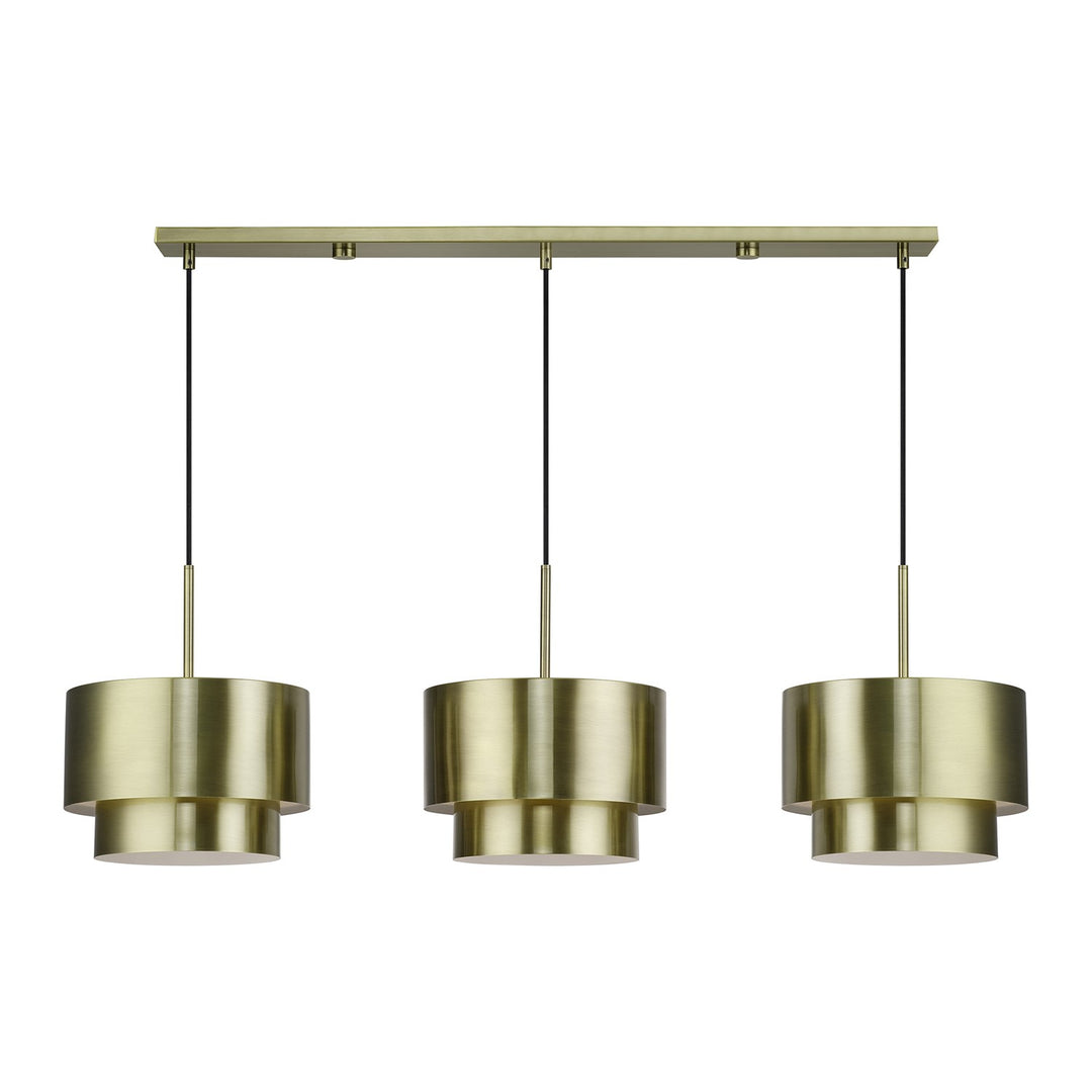 3 Light Antique Brass Extra Large Linear Chandelier