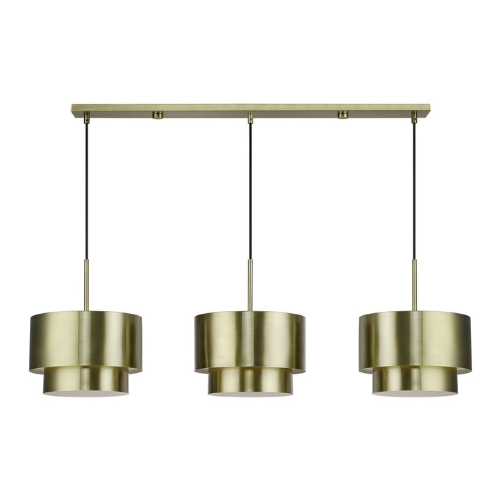 3 Light Antique Brass Extra Large Linear Chandelier