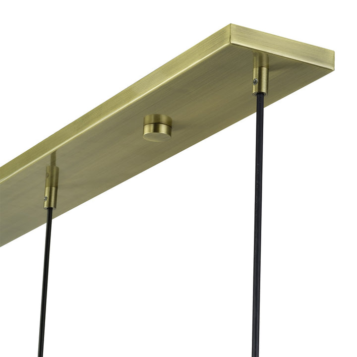 3 Light Antique Brass Extra Large Linear Chandelier