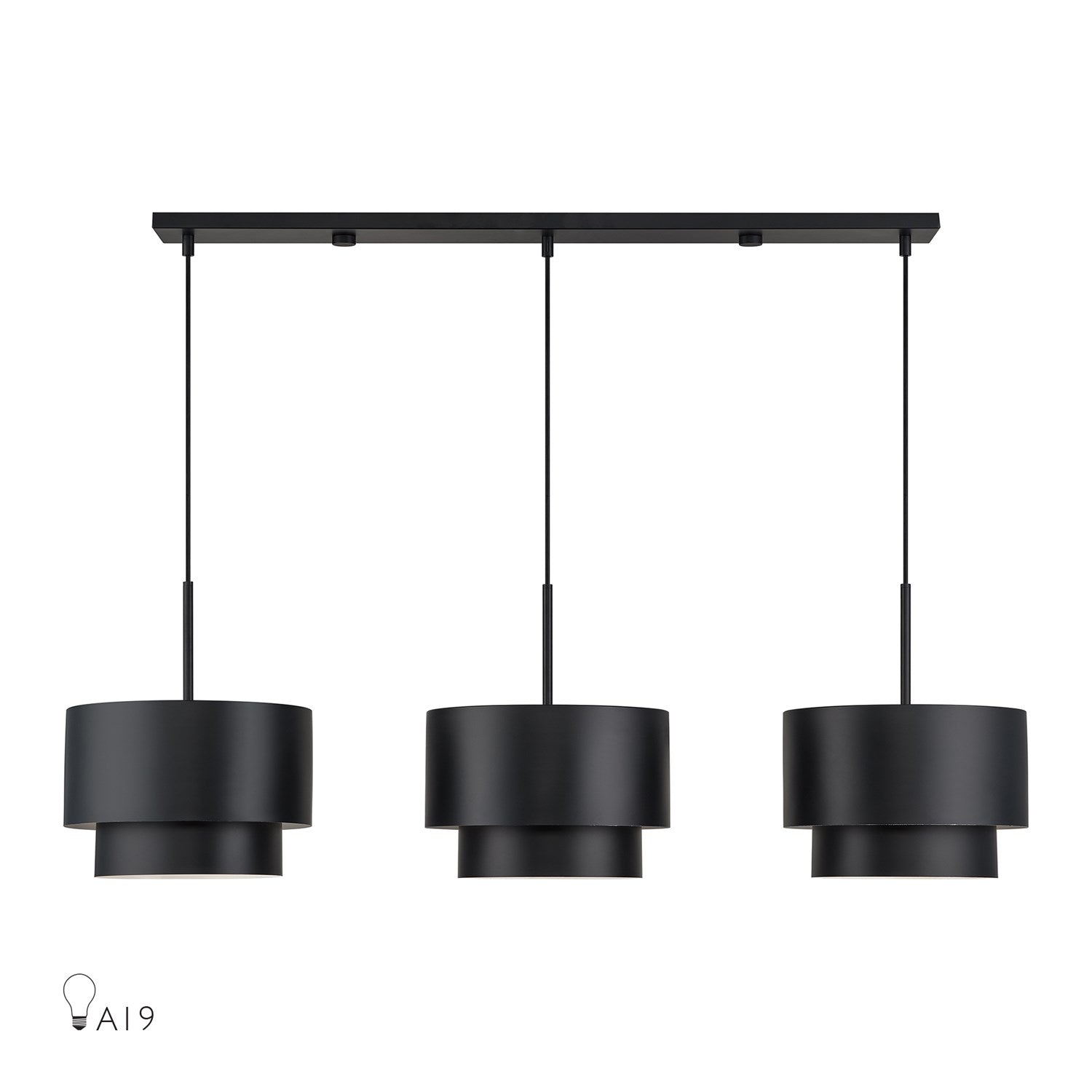 3 Light Black Extra Large Linear Chandelier by Livex Lighting