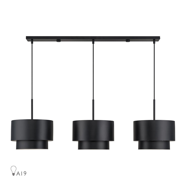 3 Light Black Extra Large Linear Chandelier by Livex Lighting