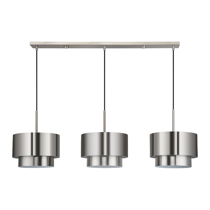 3 Light Brushed Nickel Extra Large Linear Chandelier