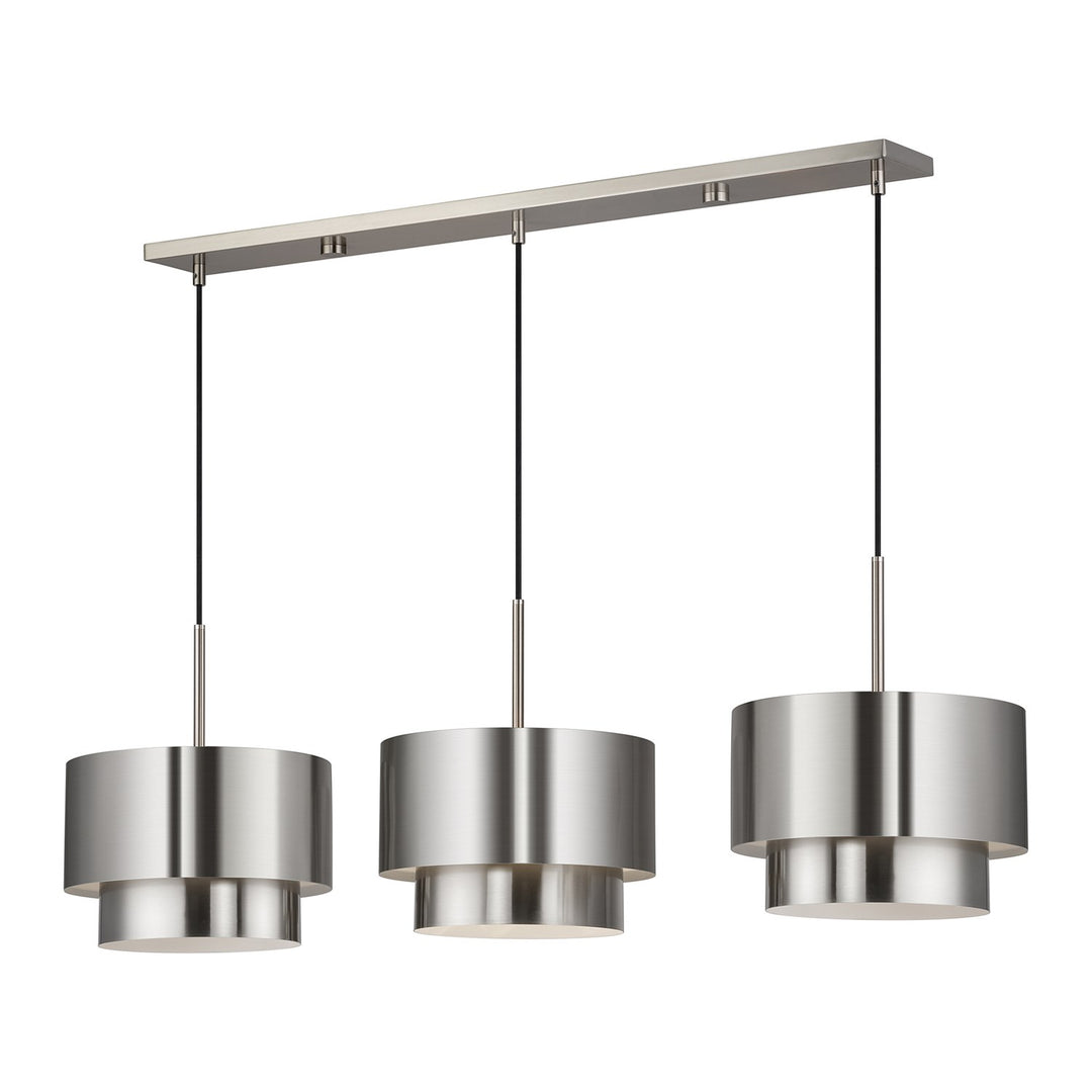 3 Light Brushed Nickel Extra Large Linear Chandelier