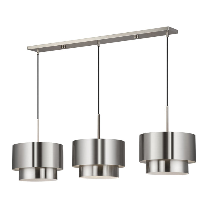 3 Light Brushed Nickel Extra Large Linear Chandelier