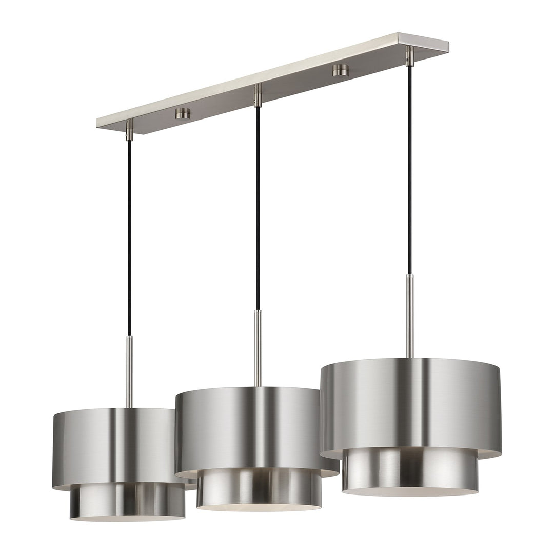 3 Light Brushed Nickel Extra Large Linear Chandelier