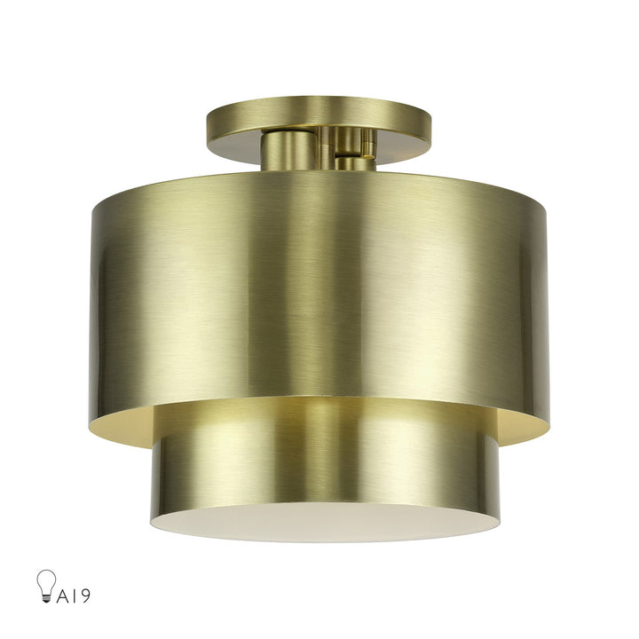 2 Light Antique Brass Medium Semi-Flush by Livex Lighting