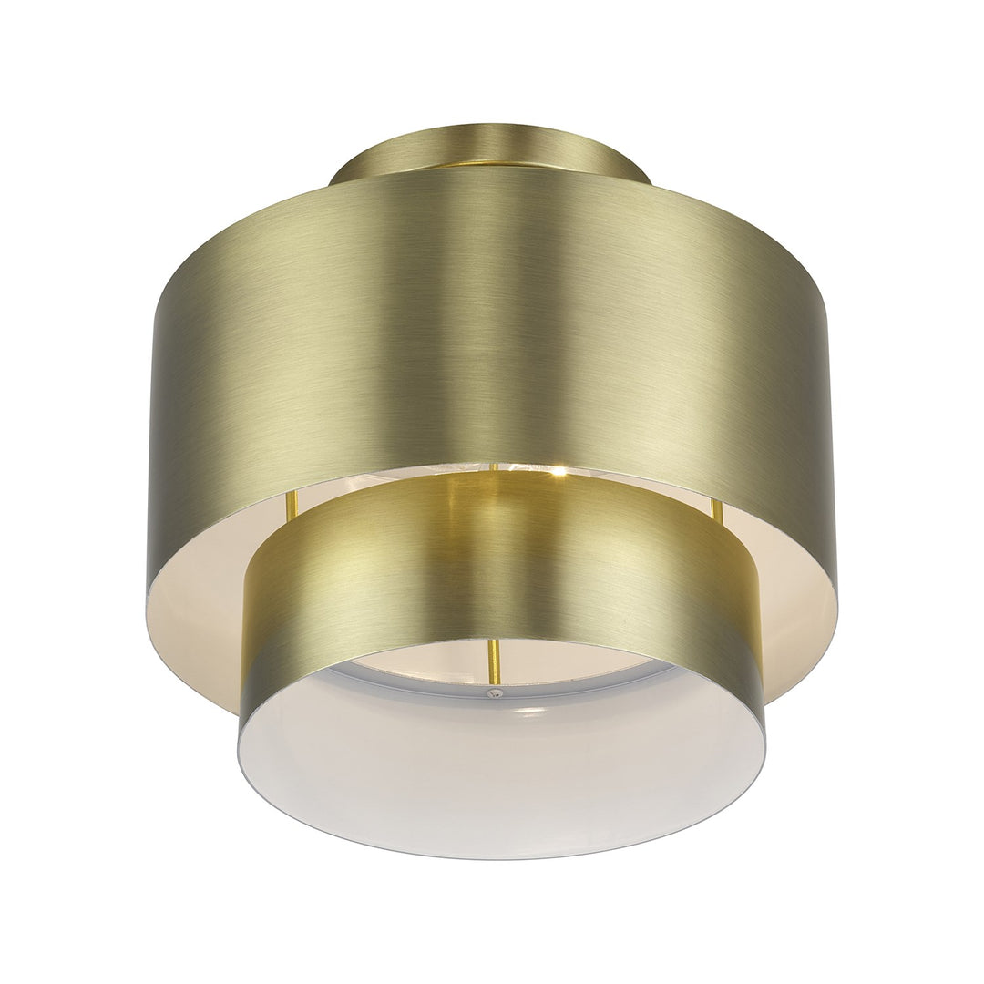 2 Light Antique Brass Medium Semi-Flush