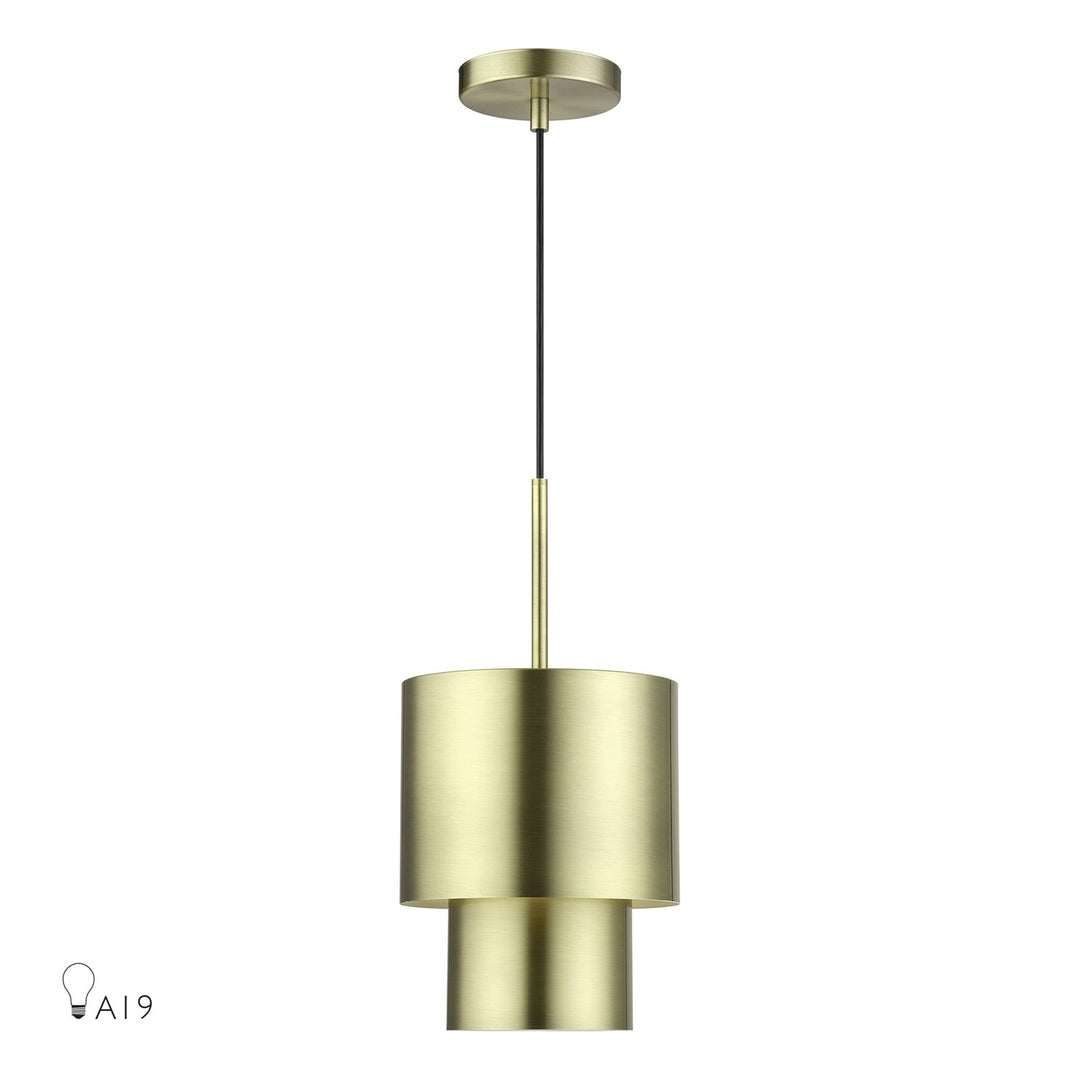 1 Light Antique Brass Mini Pendant by Livex Lighting