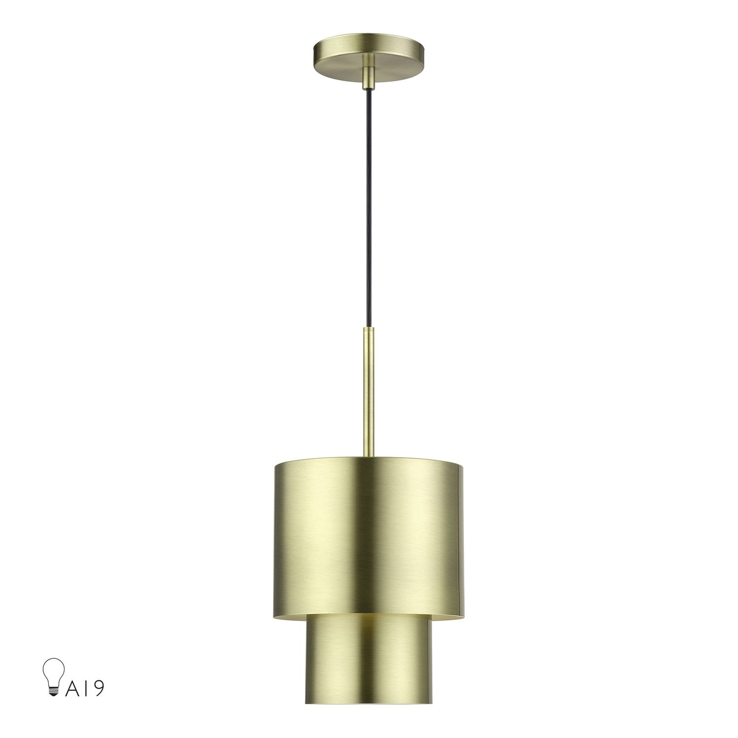 1 Light Antique Brass Mini Pendant by Livex Lighting