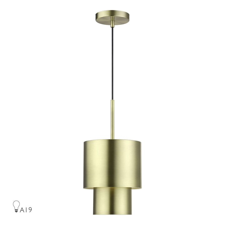 1 Light Antique Brass Mini Pendant by Livex Lighting