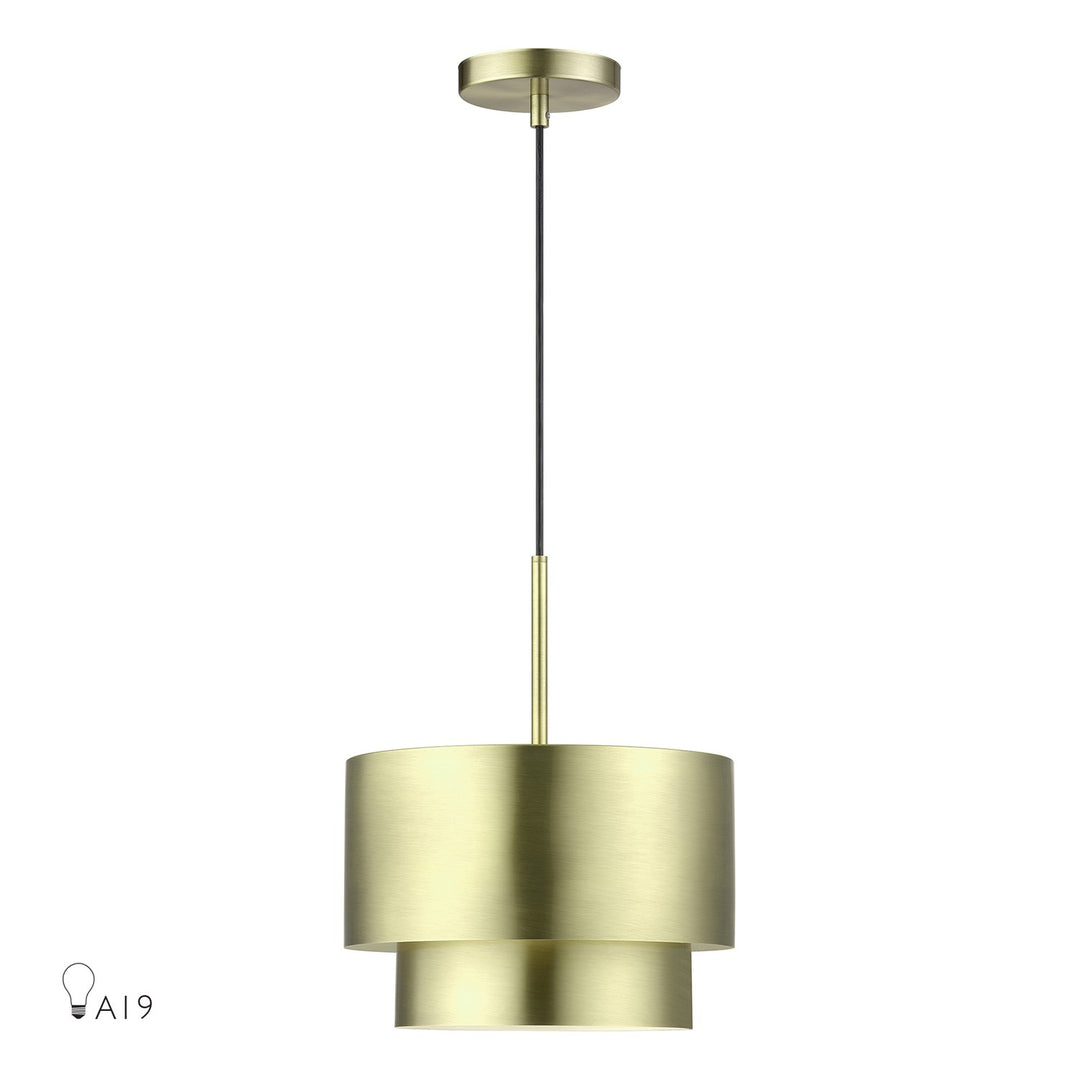 1 Light Antique Brass Pendant by Livex Lighting