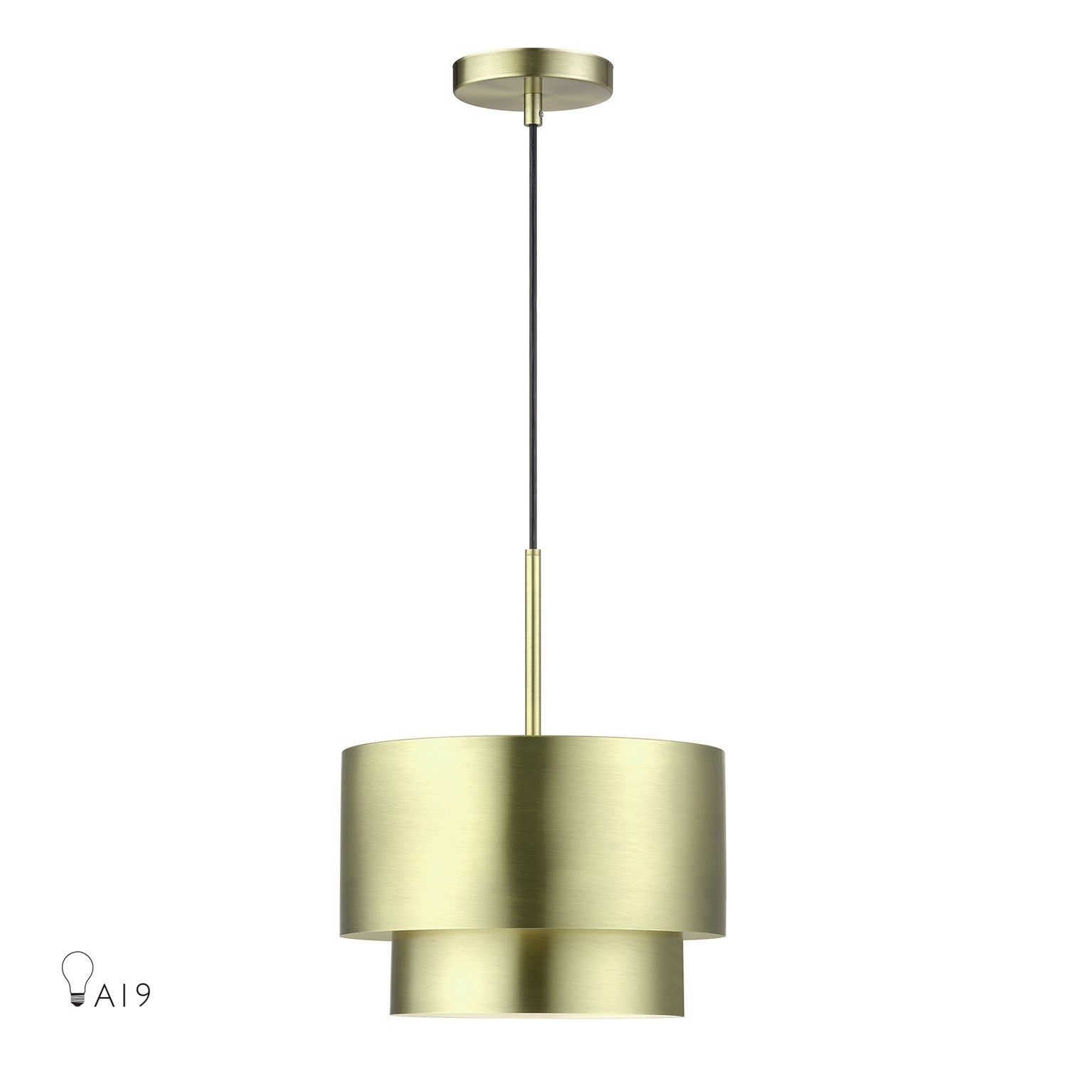 1 Light Antique Brass Pendant by Livex Lighting