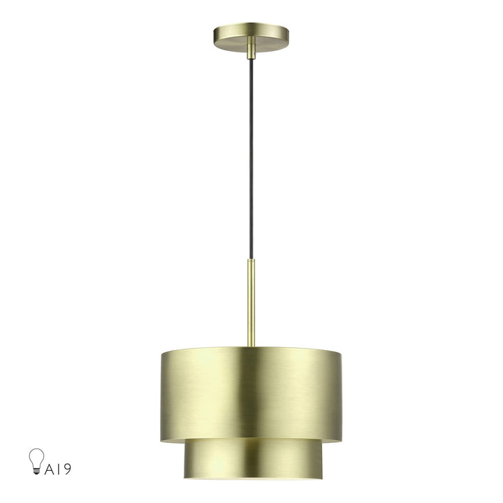 1 Light Antique Brass Pendant by Livex Lighting