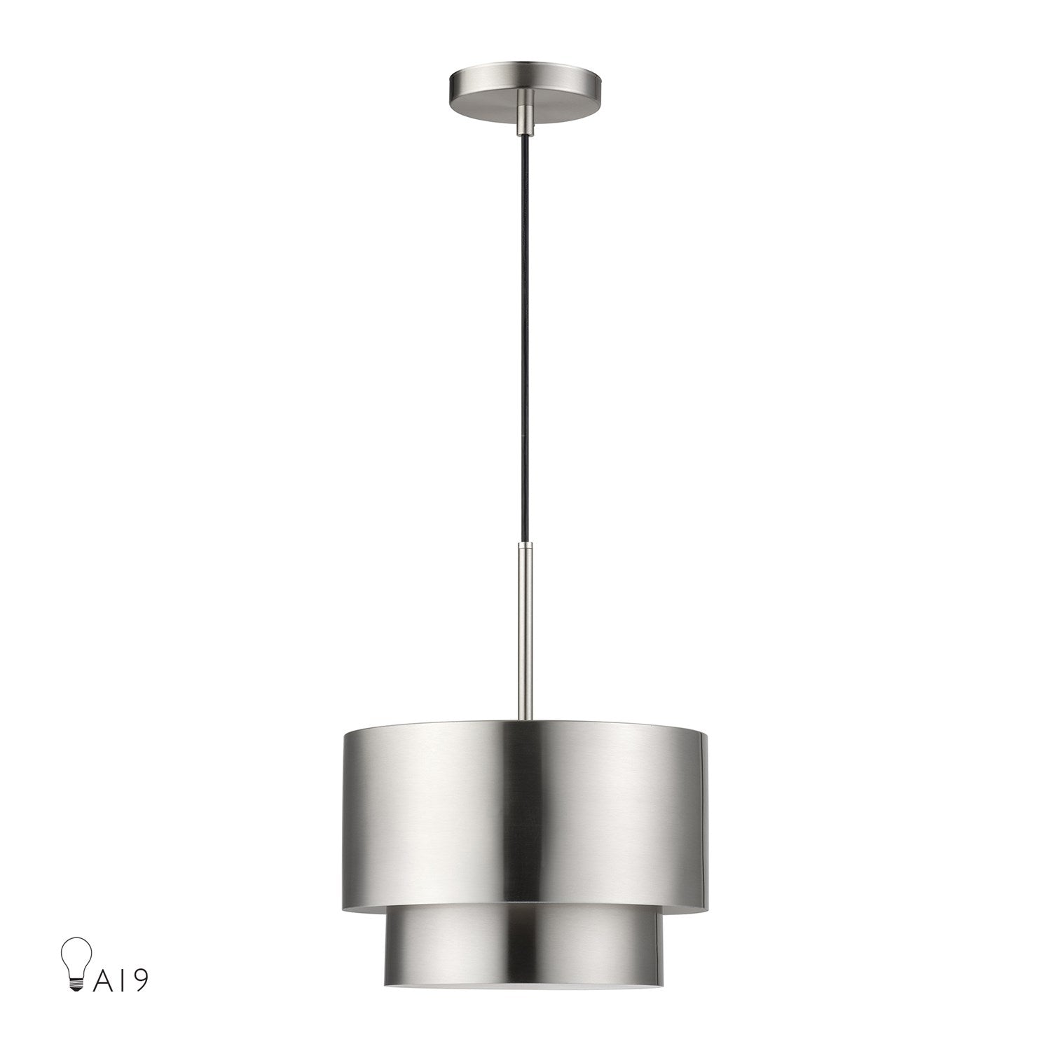 1 Light Brushed Nickel Pendant by Livex Lighting