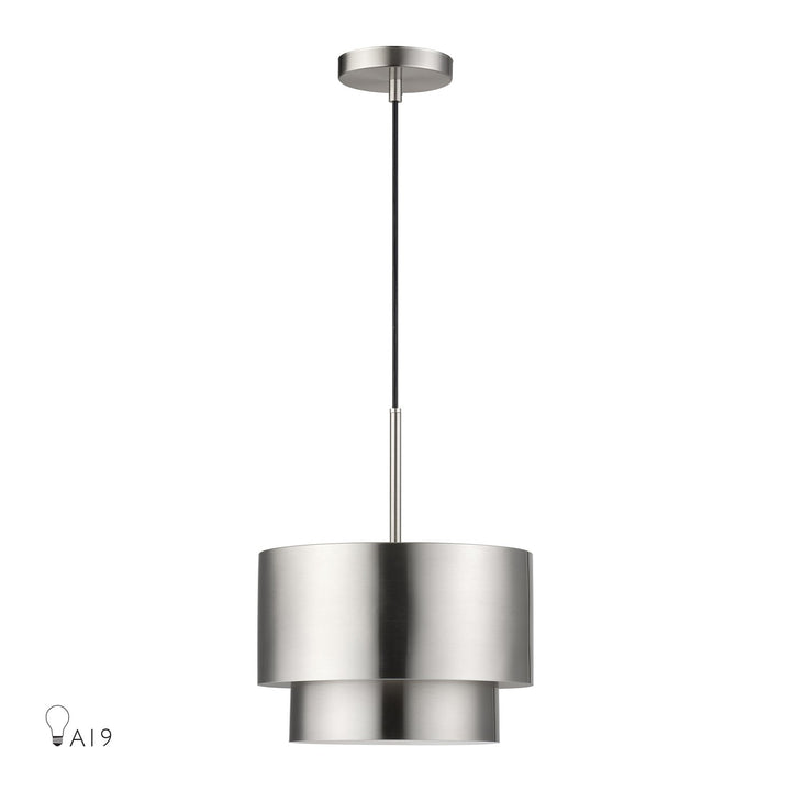 1 Light Brushed Nickel Pendant by Livex Lighting