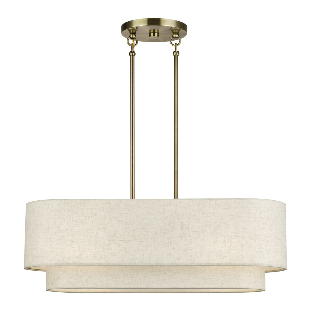 3 Light Antique Brass Medium Linear Chandelier by Livex Lighting