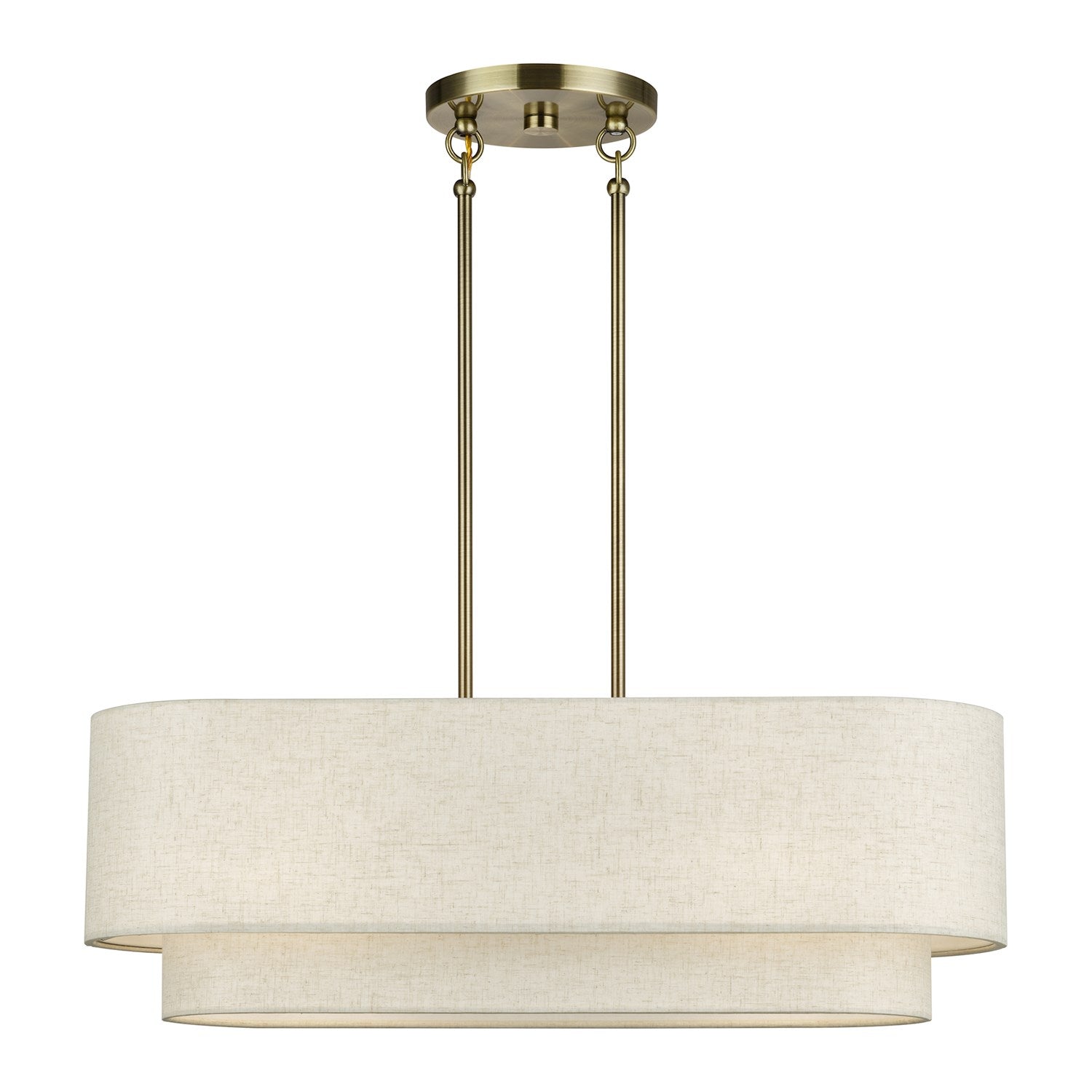 3 Light Antique Brass Medium Linear Chandelier by Livex Lighting