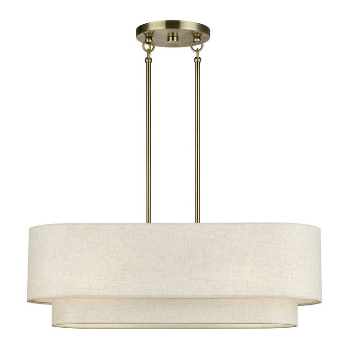 3 Light Antique Brass Medium Linear Chandelier by Livex Lighting