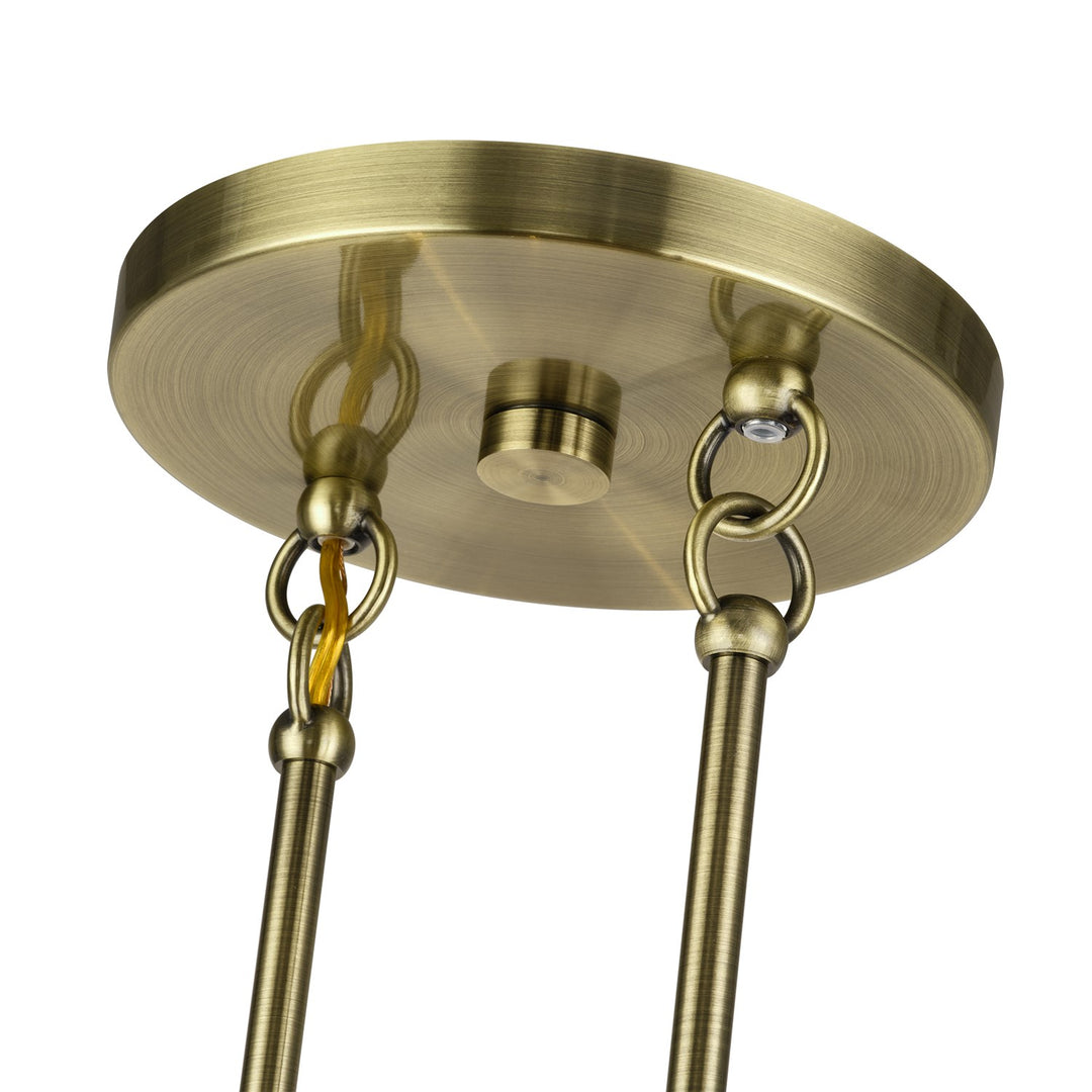 3 Light Antique Brass Medium Linear Chandelier