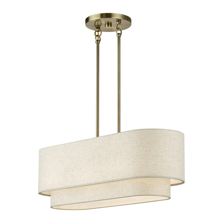 3 Light Antique Brass Medium Linear Chandelier