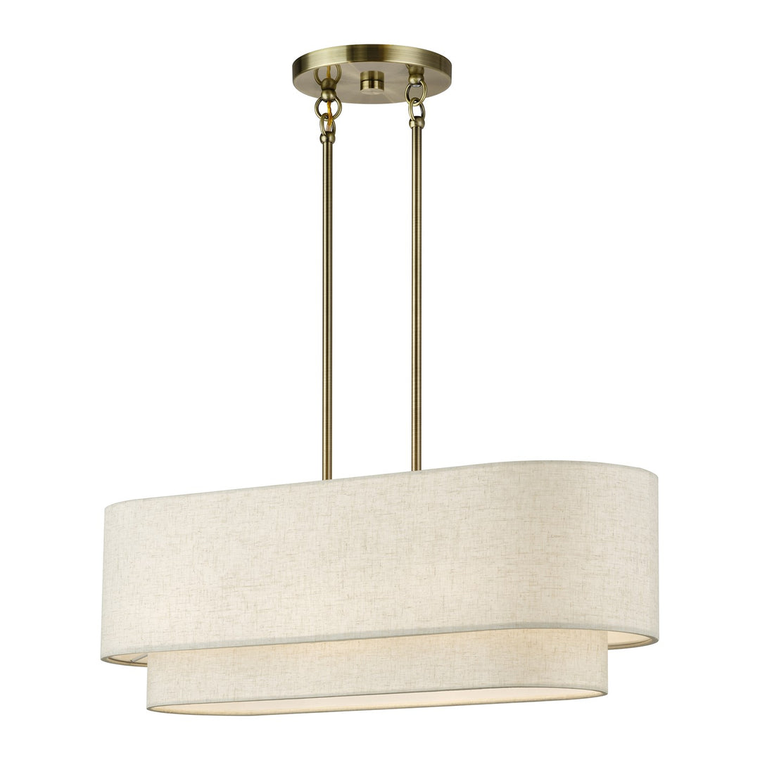 3 Light Antique Brass Medium Linear Chandelier