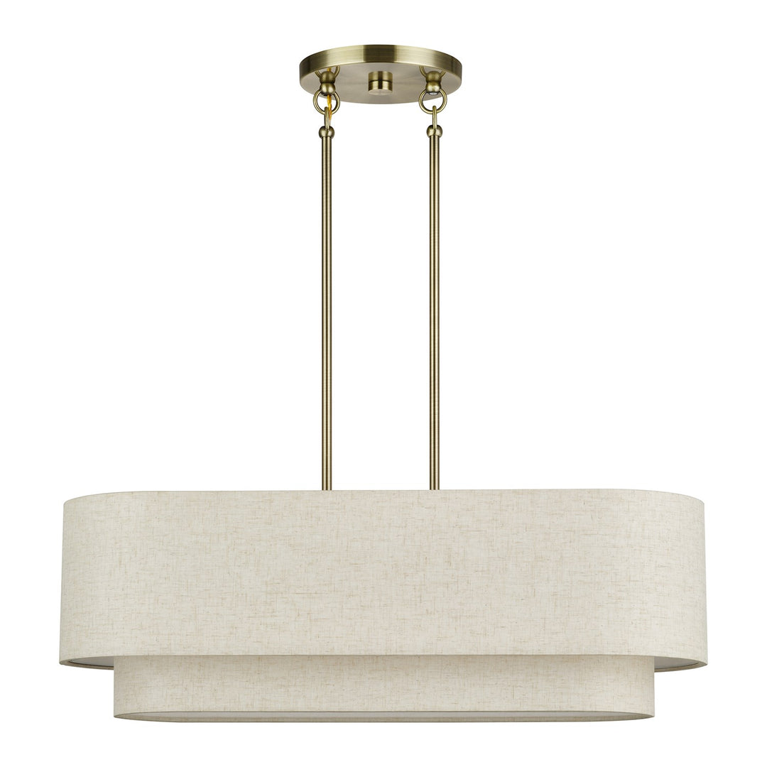 3 Light Antique Brass Medium Linear Chandelier