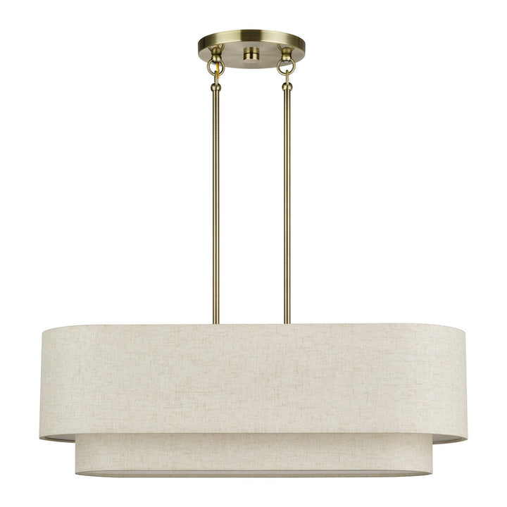 3 Light Antique Brass Medium Linear Chandelier