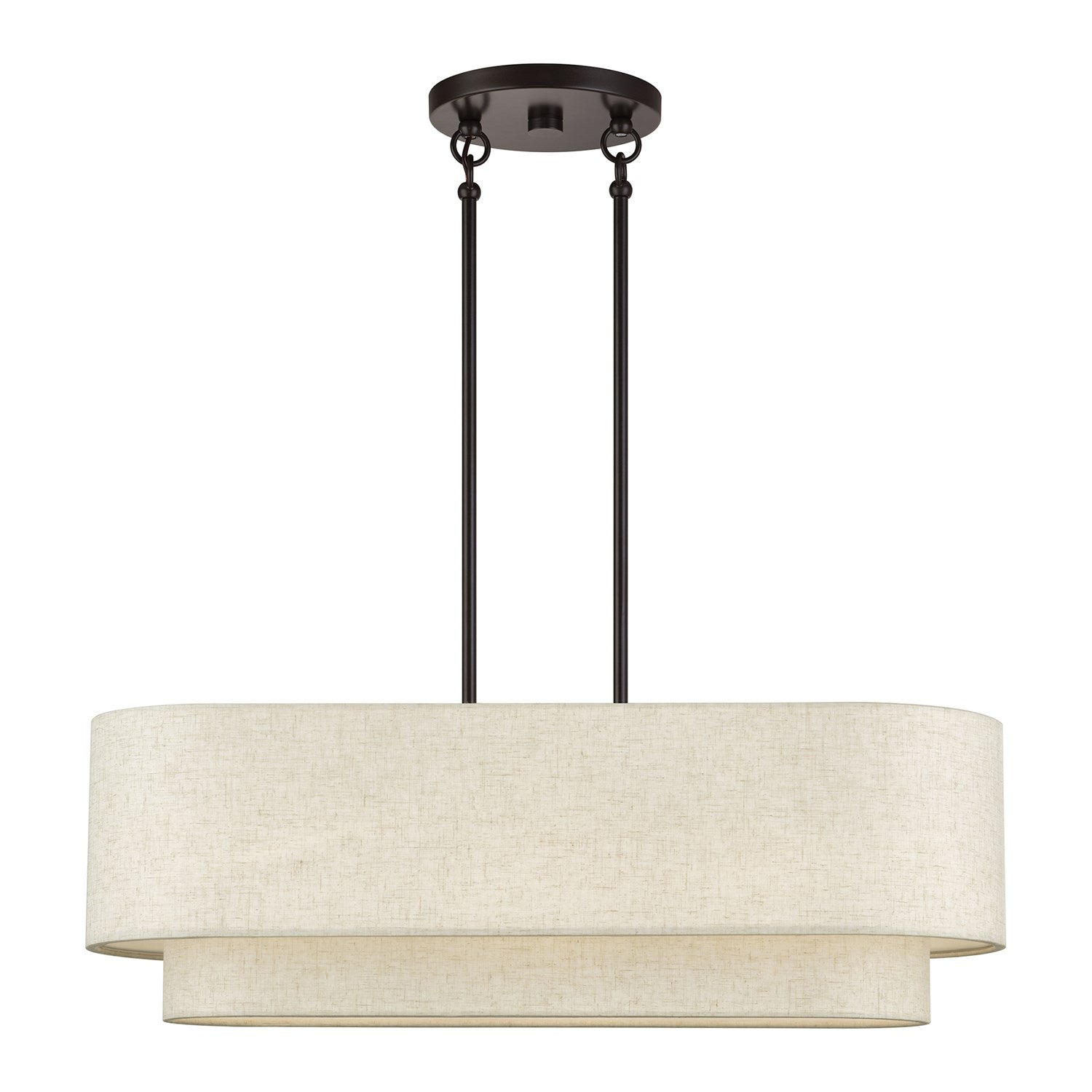 3 Light English Bronze Medium Linear Chandelier by Livex Lighting