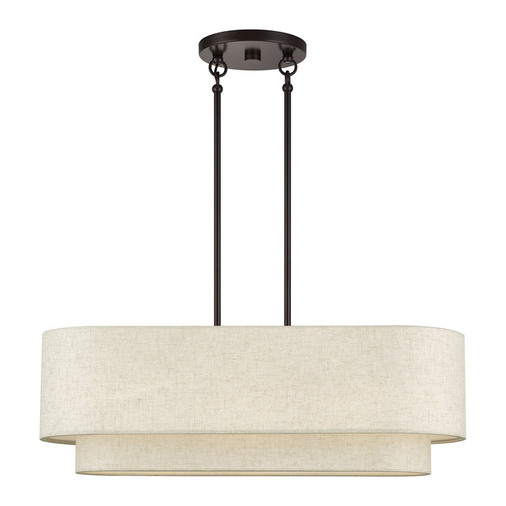 3 Light English Bronze Medium Linear Chandelier by Livex Lighting