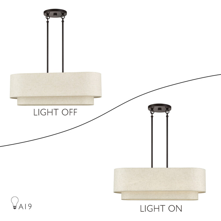 3 Light English Bronze Medium Linear Chandelier