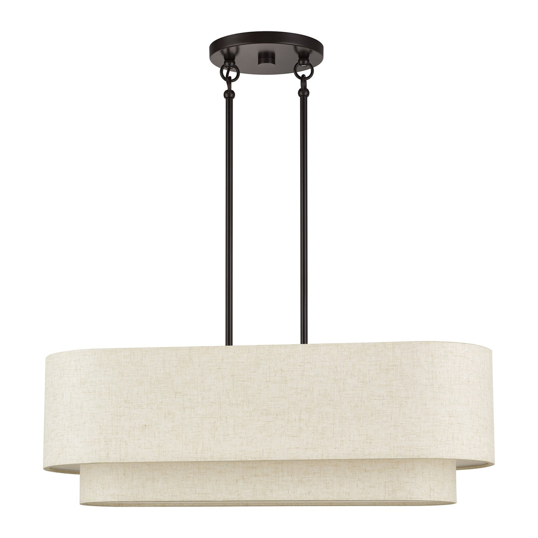 3 Light English Bronze Medium Linear Chandelier