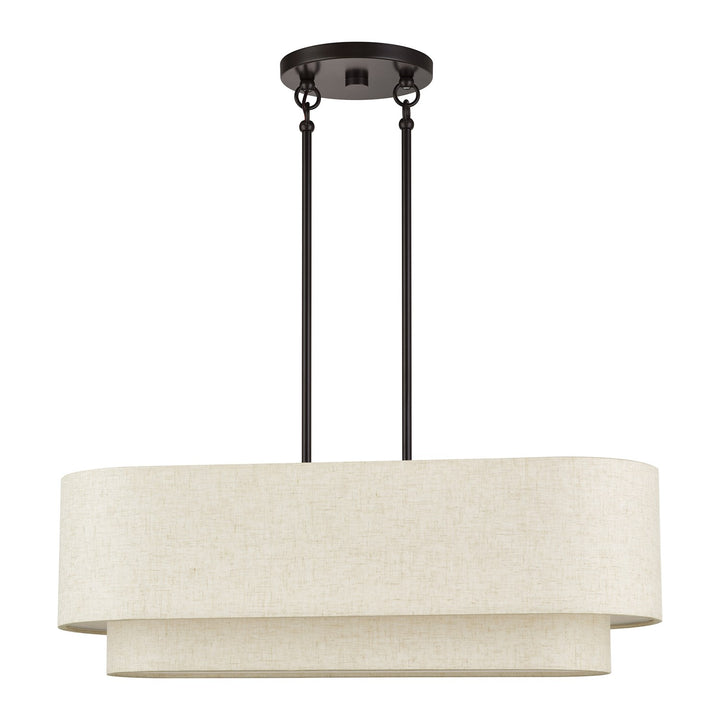 3 Light English Bronze Medium Linear Chandelier