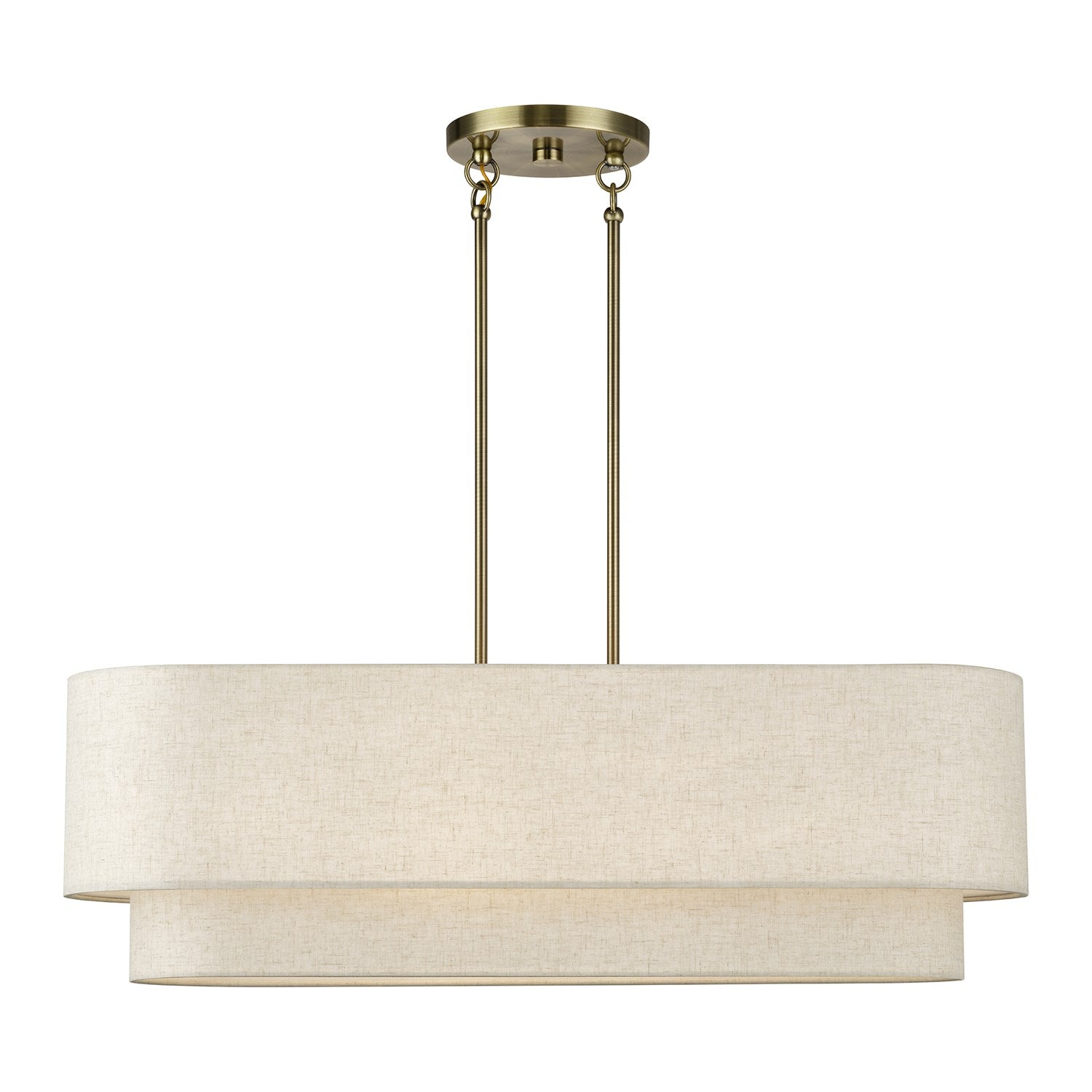 4 Light Antique Brass Large Linear Chandelier by Livex Lighting