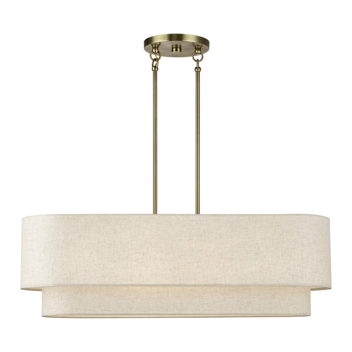 4 Light Antique Brass Large Linear Chandelier by Livex Lighting