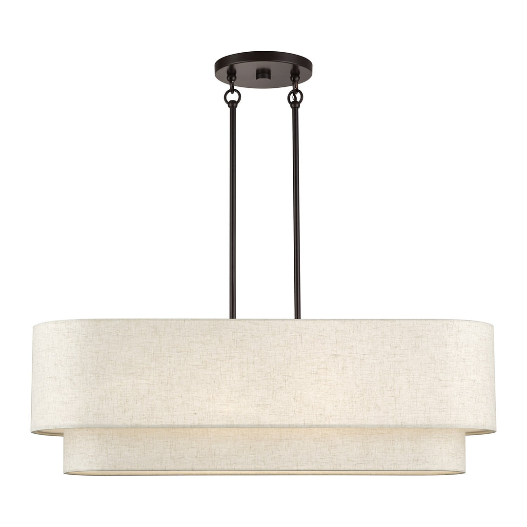 4 Light English Bronze Large Linear Chandelier by Livex Lighting