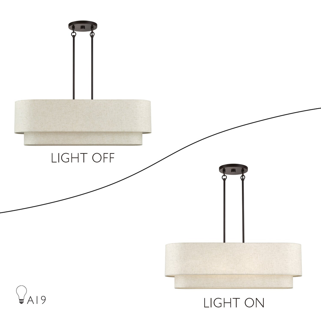 4 Light English Bronze Large Linear Chandelier
