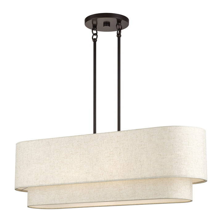4 Light English Bronze Large Linear Chandelier