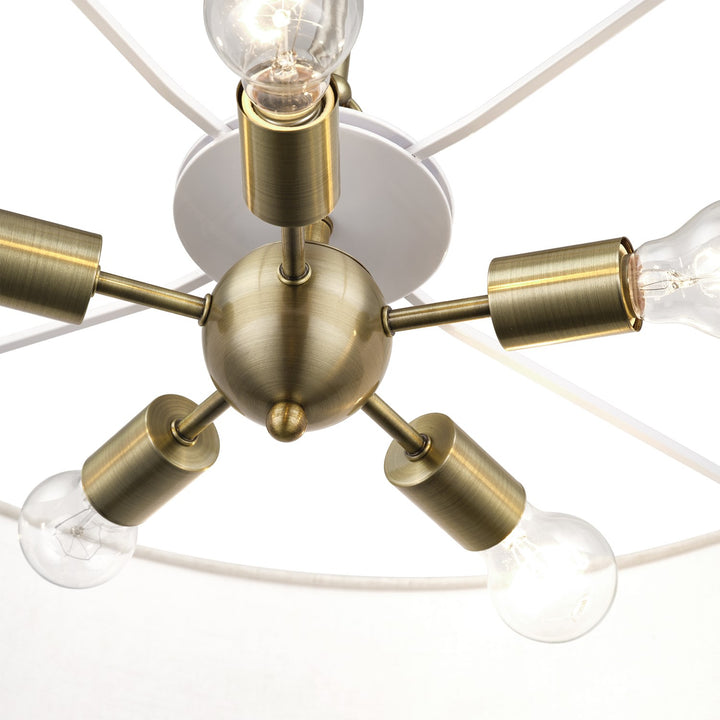 5 Light Antique Brass Medium Pendant Chandelier