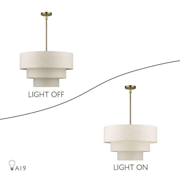 5 Light Antique Brass Medium Pendant Chandelier